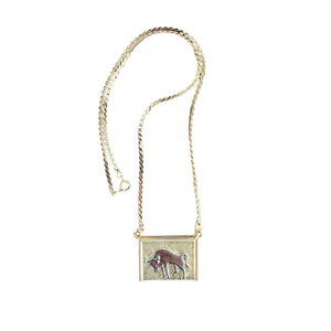 Taurus Bull Gold Tone Pendant Necklace 18" Vintage ♉